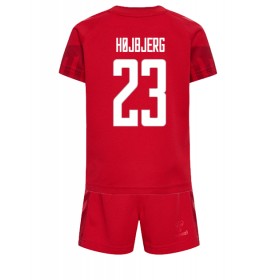 Baby Fußballbekleidung Dänemark Pierre-Emile Hojbjerg #23 Heimtrikot WM 2022 Kurzarm (+ kurze hosen)